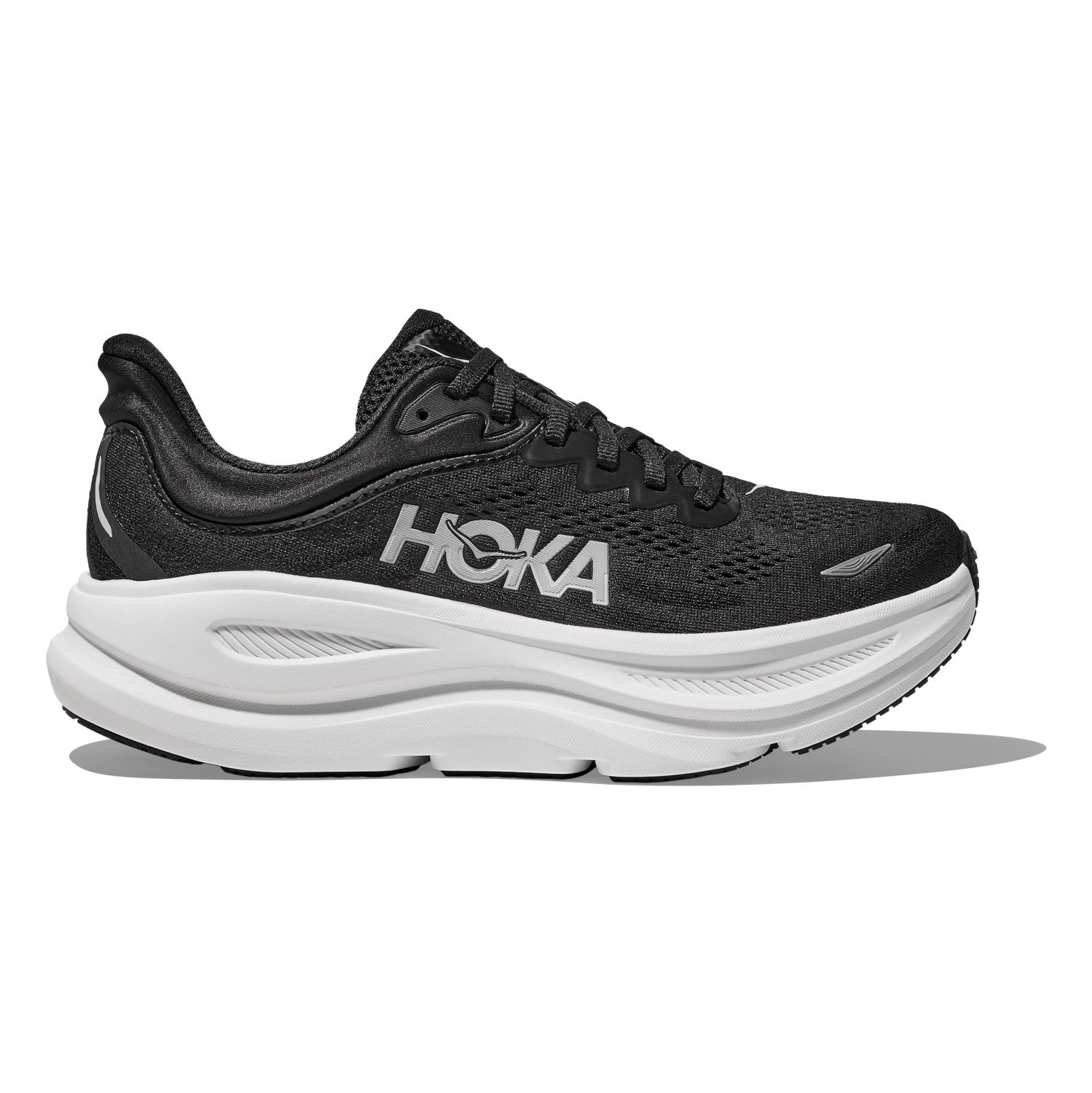 Hoka Bondi 9 hardloopschoenen in zwart en wit, te koop bij Triathlon24